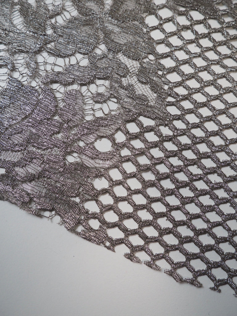 Pewter Armour Scalloped Lurex Lace