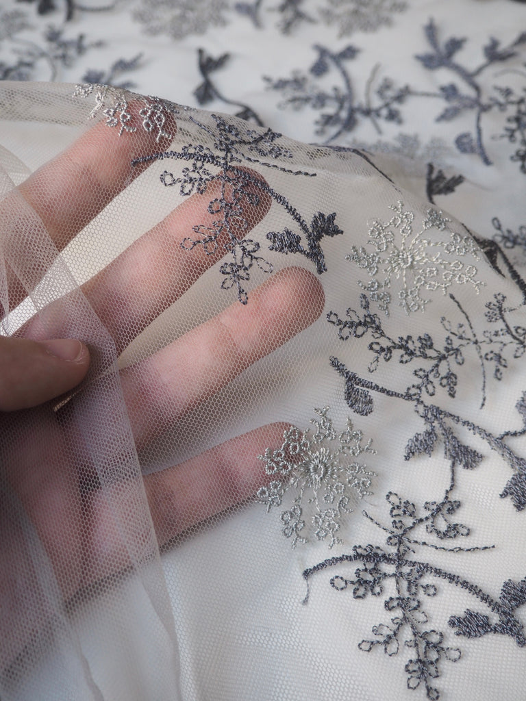 Dusky Branch Embroidered Tulle