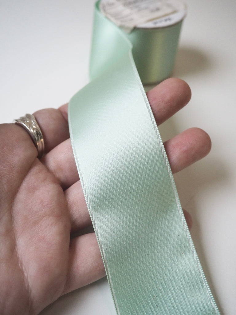 Pale Sage Double Faced Satin Ribbon 40mm