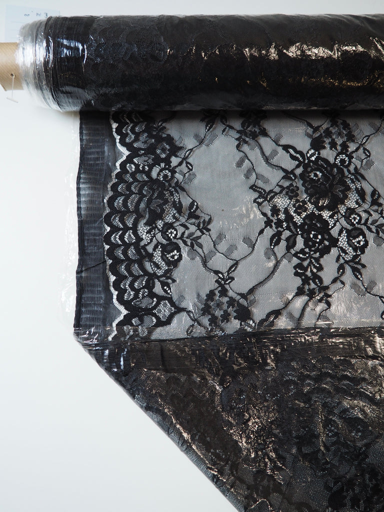Black Plastic-Backed Scallop Lace