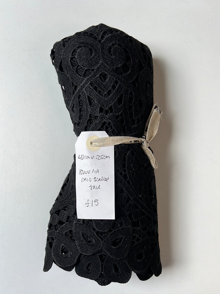 Black Art Deco Scallop Lace Remnant