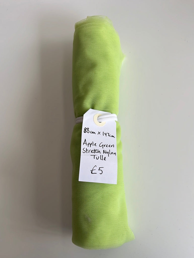 Apple Green Stretch Nylon Tulle Remnant