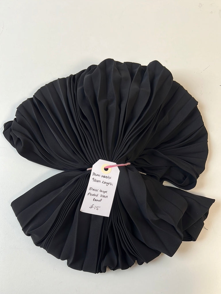Black Crepe Pleated Skirt Panel Remnant