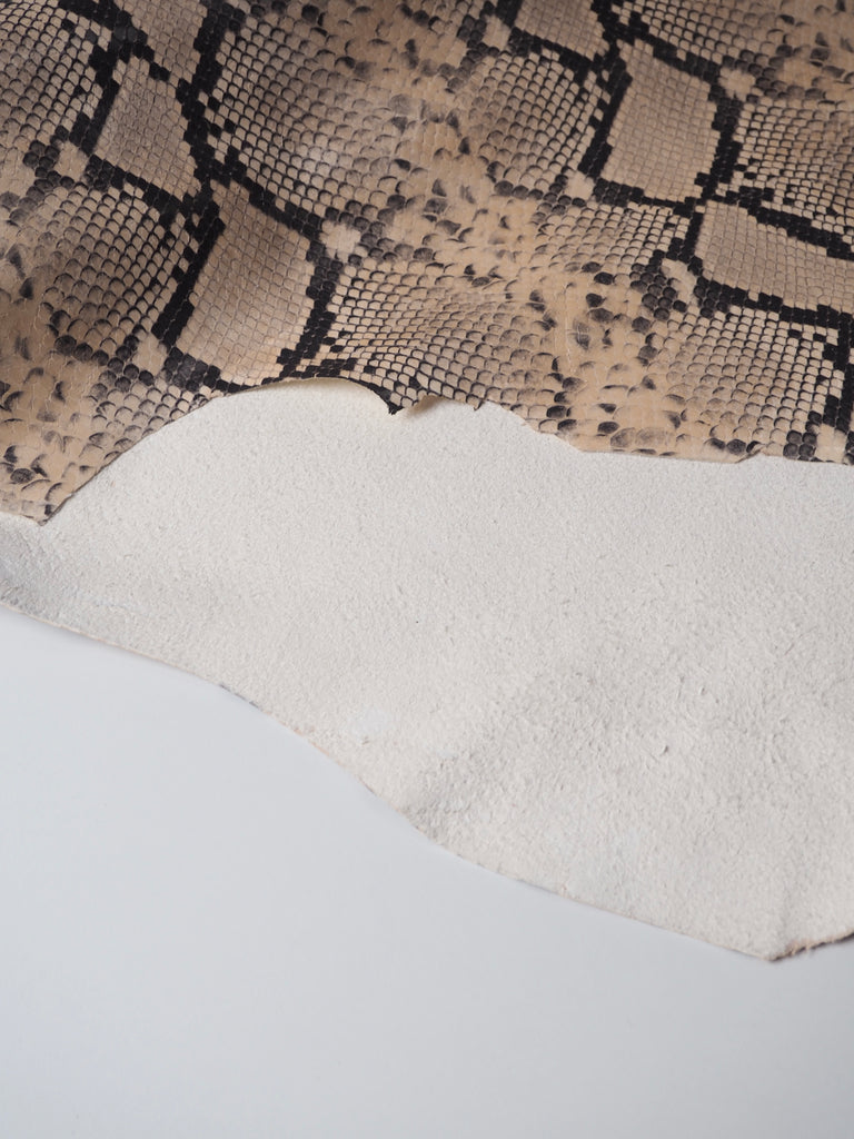 Cream Embossed Python Calfskin Leather