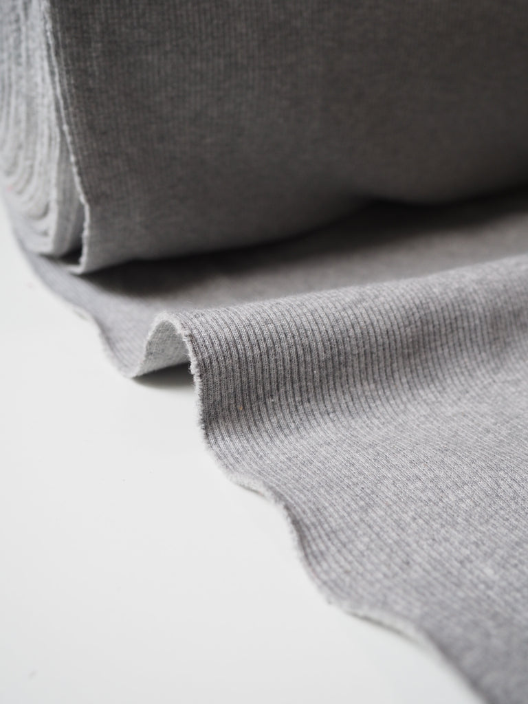 Grey Cotton 2x2 Rib Jersey