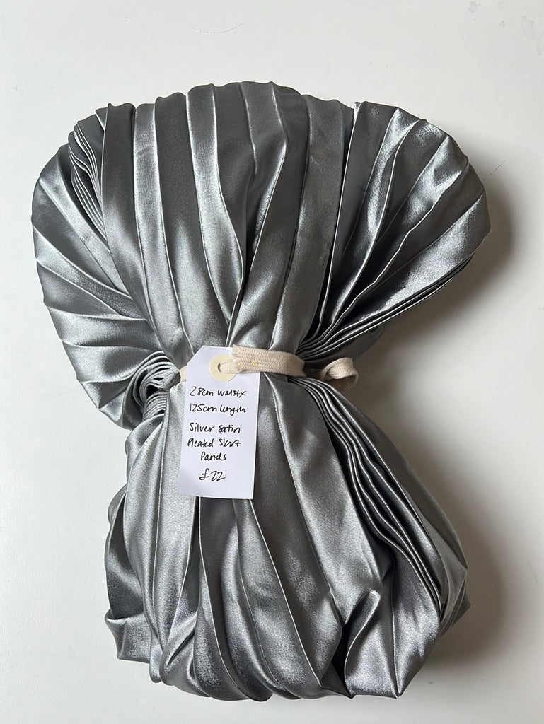 Silver Satin Pleated Skirt Panel Remnant