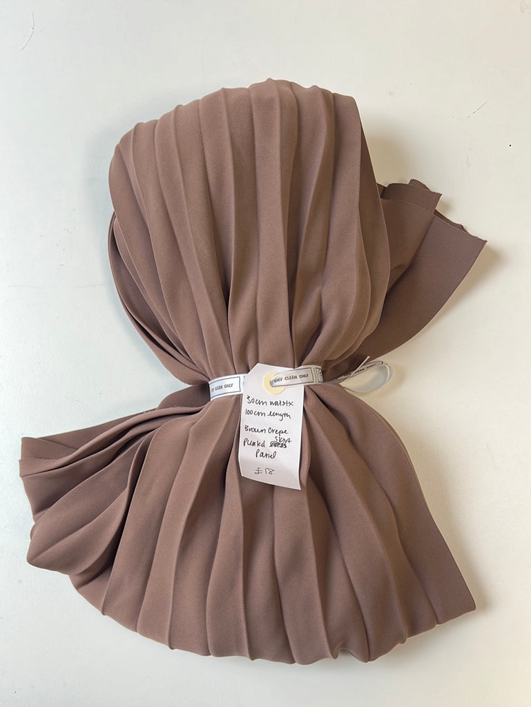 Brown Crepe Pleated Skirt Panel Remnant