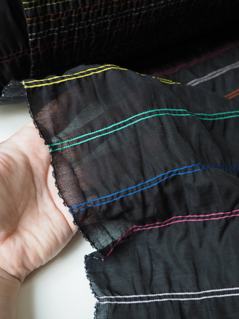 Black + Rainbow Degrading Stripe Cotton (Per Piece)