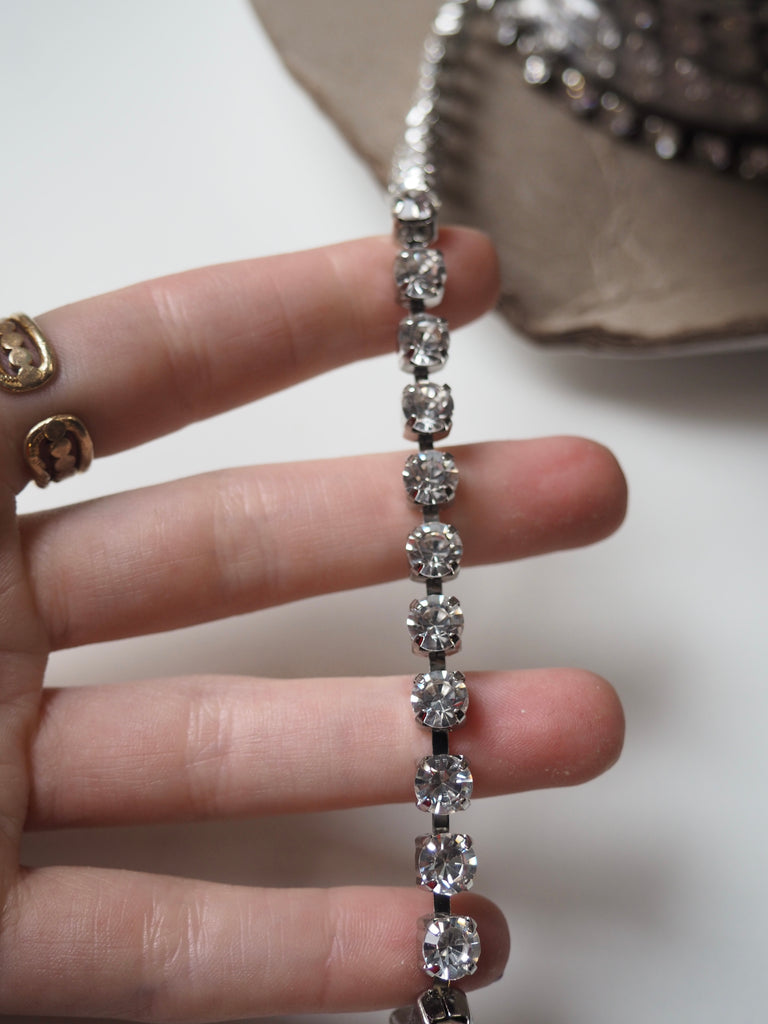 Clear Crystal + Pewter Metal Cup Chain - 5mm