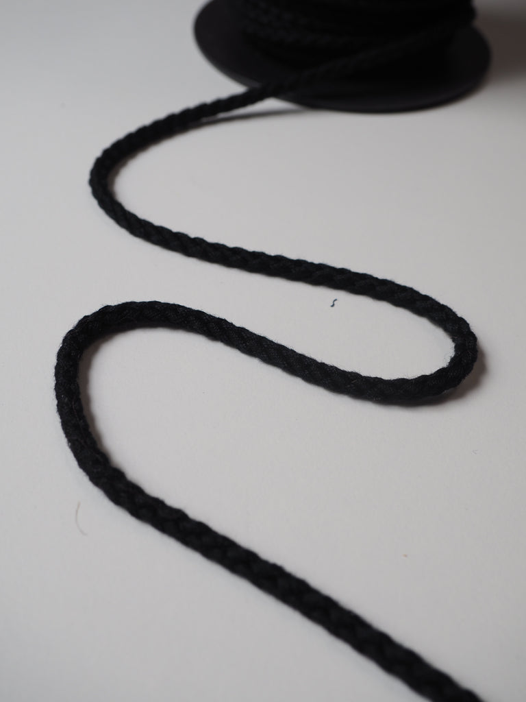 Black Cotton Braided Cord 5mm