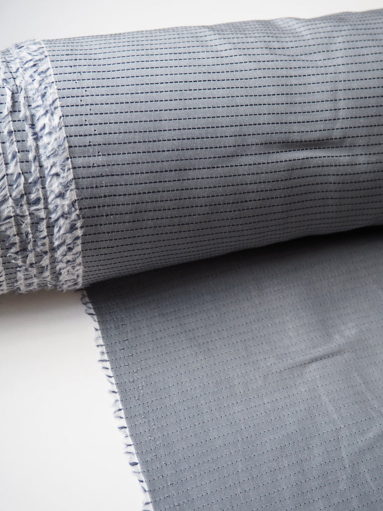 Grey and Navy Stitched Stripe Cotton