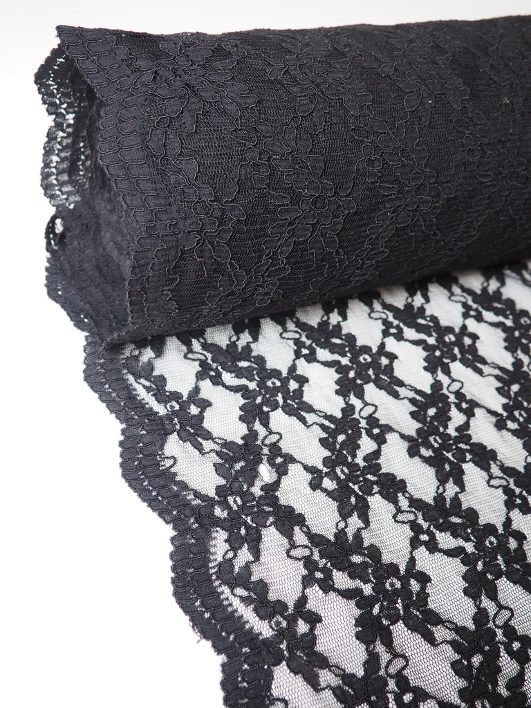 Black Scalloped Corded Lace