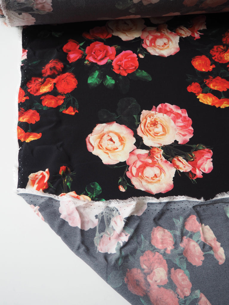 Black Floral Viscose Crepe