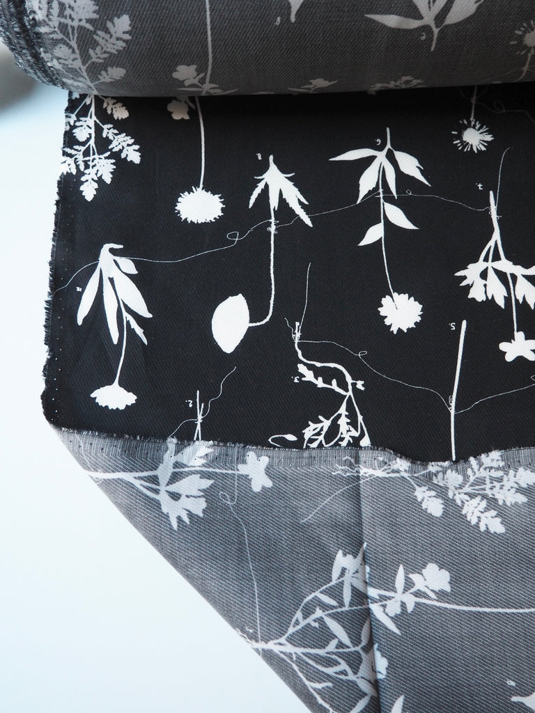 Monochrome Floral Study Tencel Twill