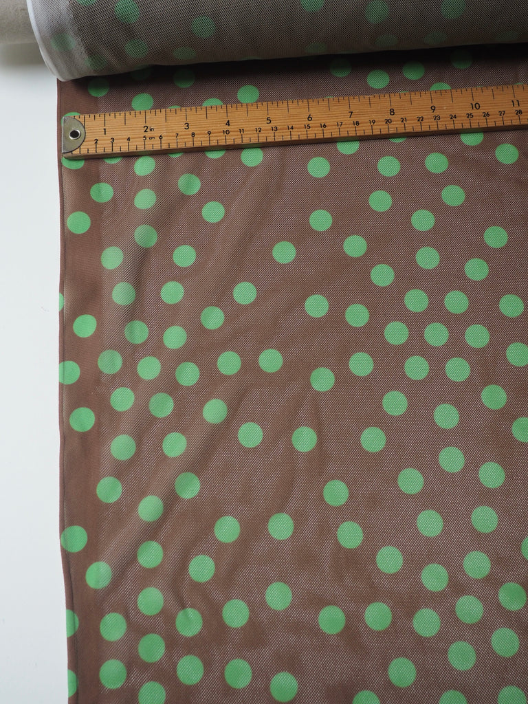 Lime Polka Dot Stretch Mesh