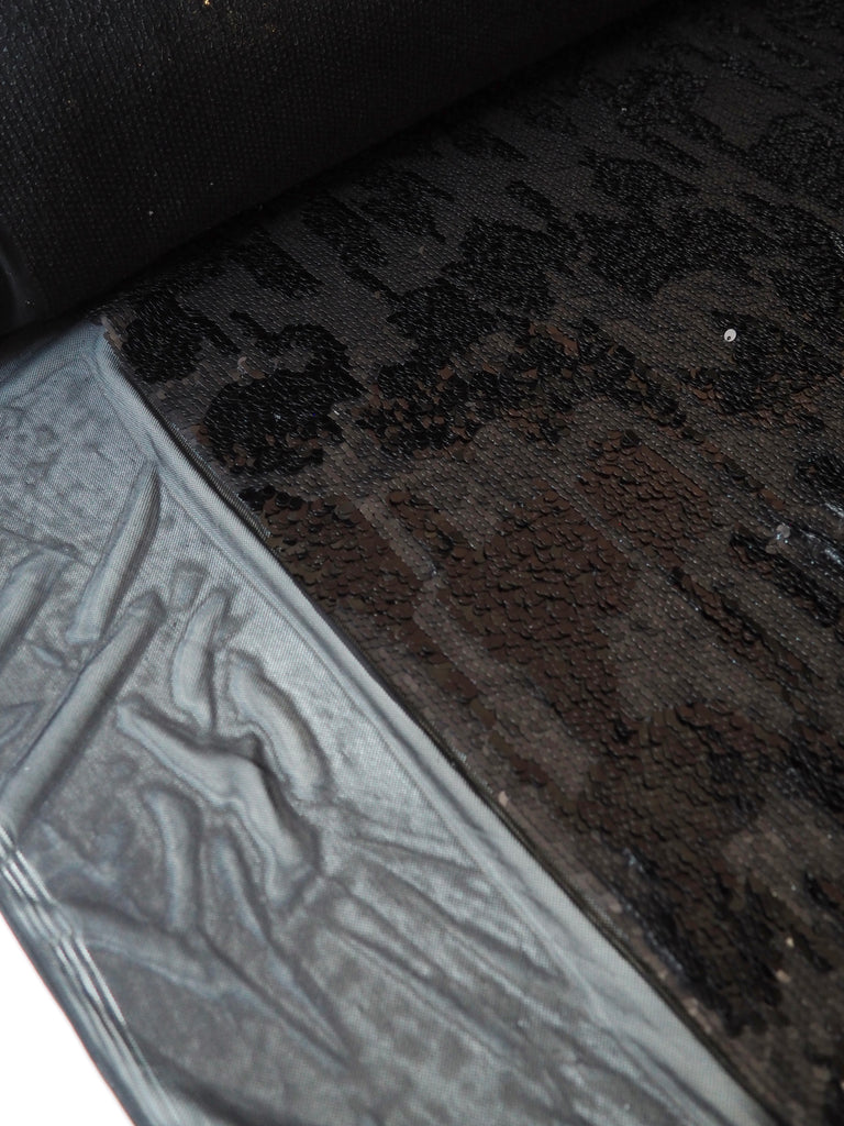 Black Spotted Sequin Stretch Mesh