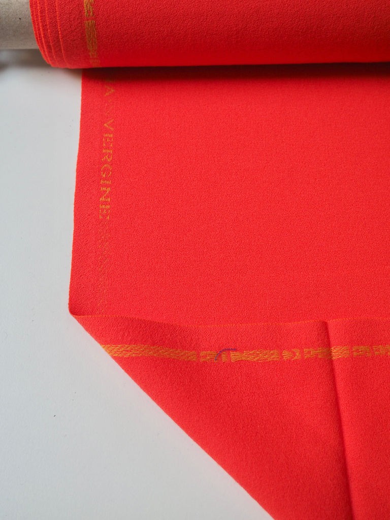 Fluro Orange Wool Crepe