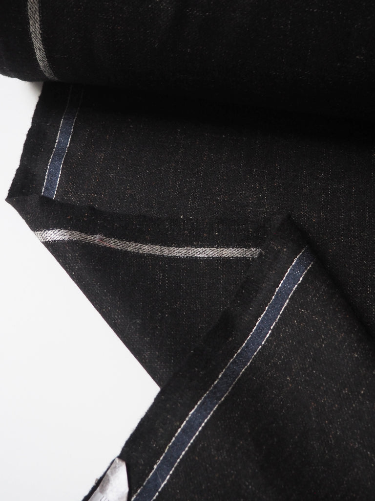 Black Brown Fleck Wool/Linen Twill