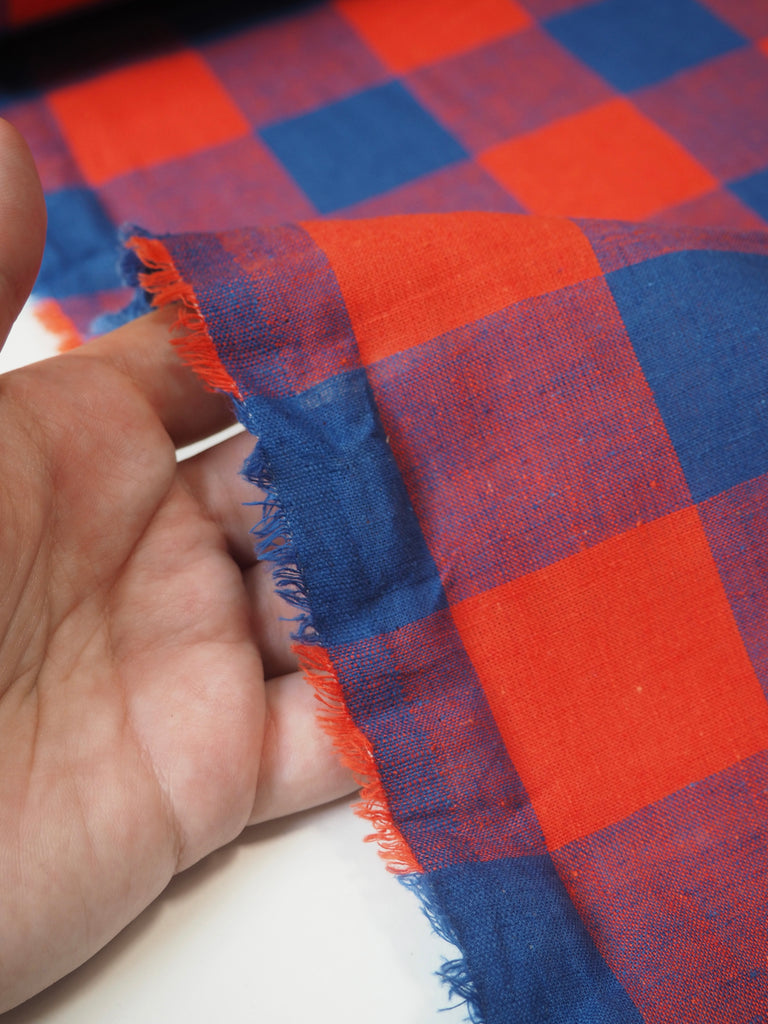 Red + Blue Gingham Cotton/Linen