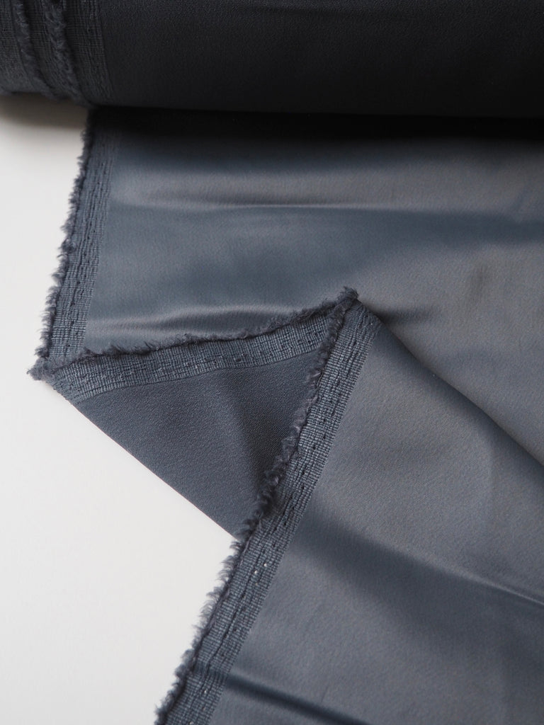 Blue Grey Stretch Viscose/Acetate Crepe-Backed Satin