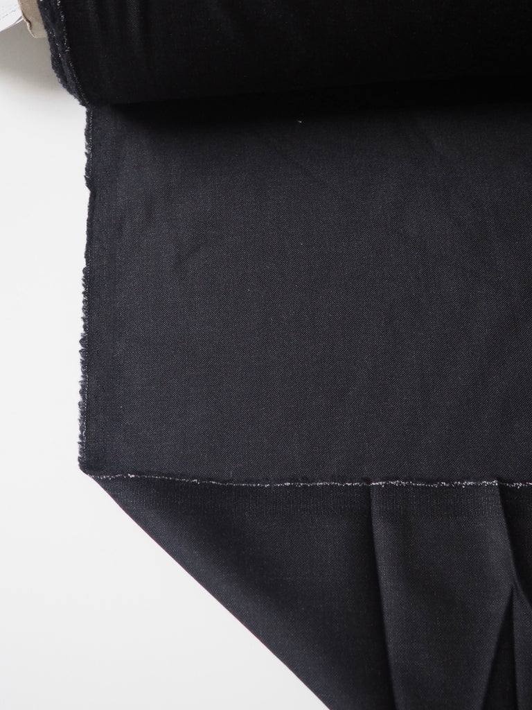 Dark Charcoal Wool Cashmere Sateen Twill