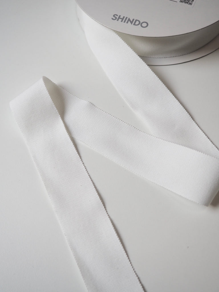 Shindo White Cotton Grosgrain Ribbon 38mm