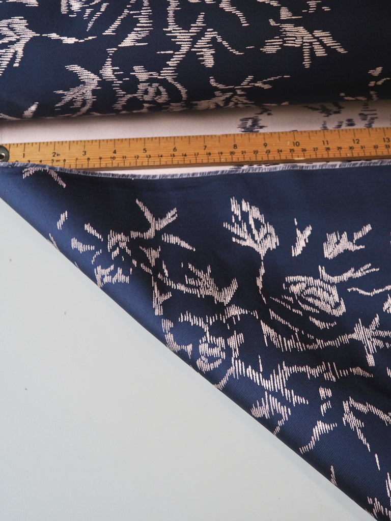 Navy + Blush Floral Jacquard