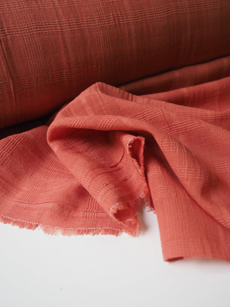 Terracotta Check Cotton Voile