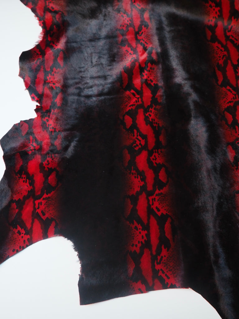 Snakeskin Red + Black Print Calfskin
