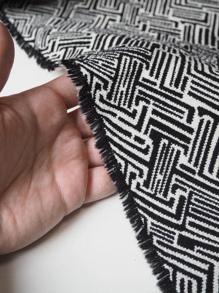 White + Black Abstract Stretch Jacquard