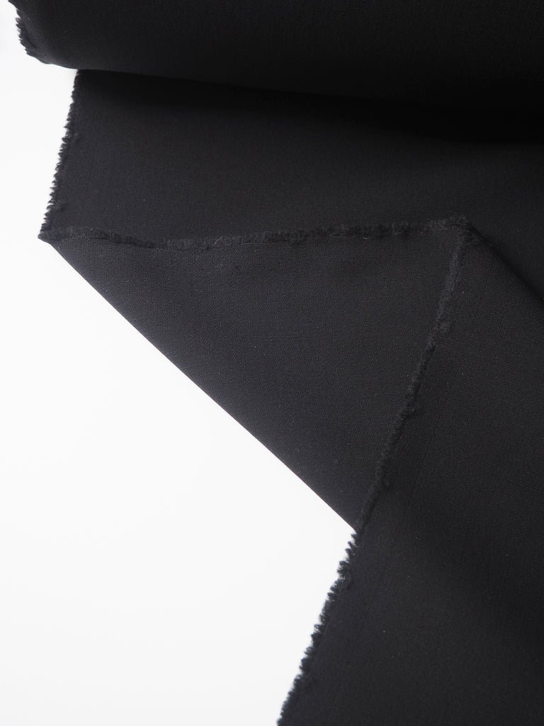 Black Lightweight Stretch Wool Crepe