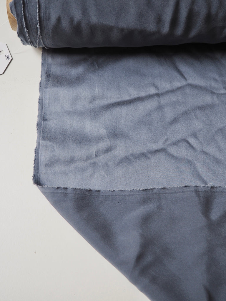Grey Blue Stretch Washed Silk Satin