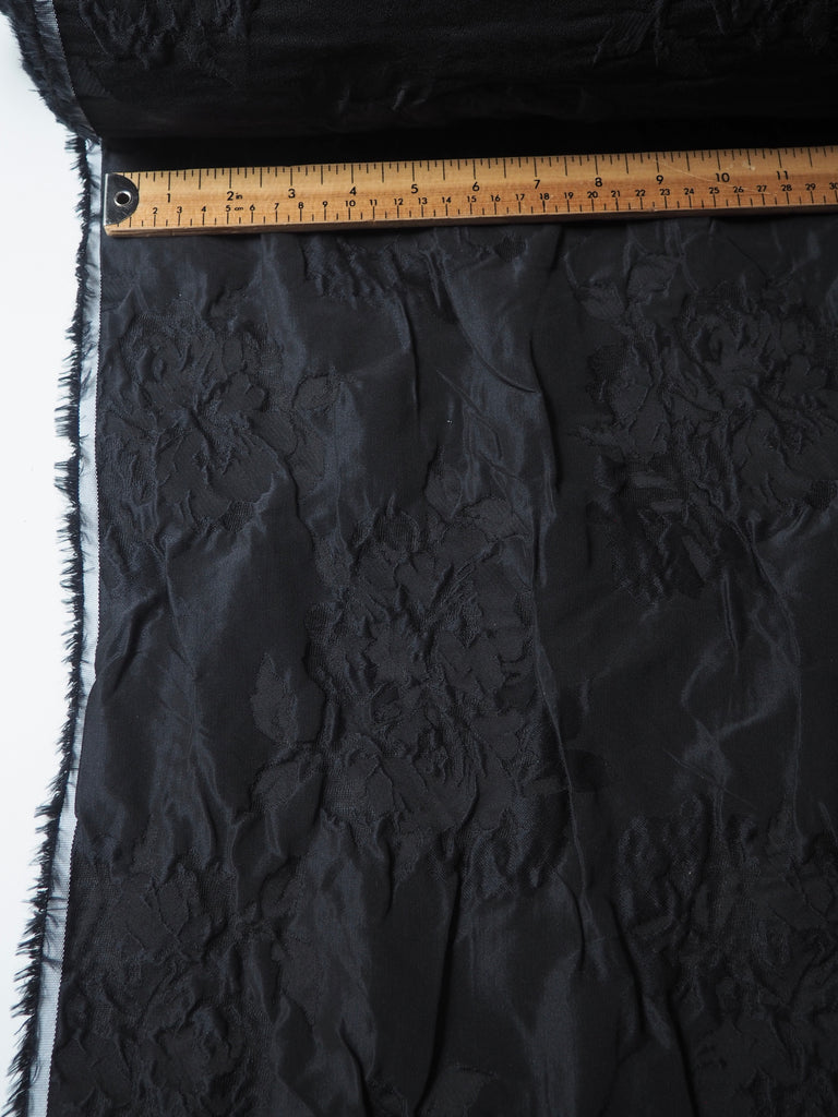 Black Floral Jacquard Cloqué