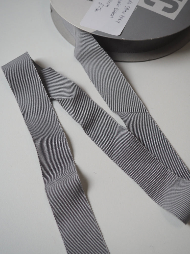 Shindo Silver Grey Grosgrain Ribbon 25mm