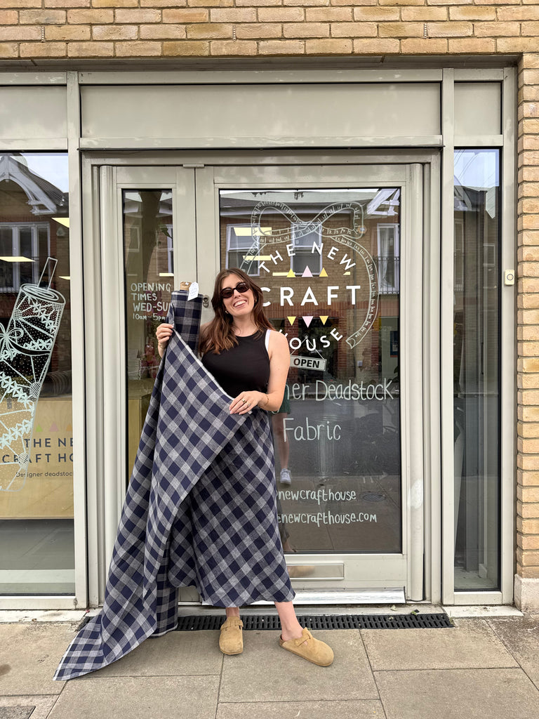 Navy + White Check Linen