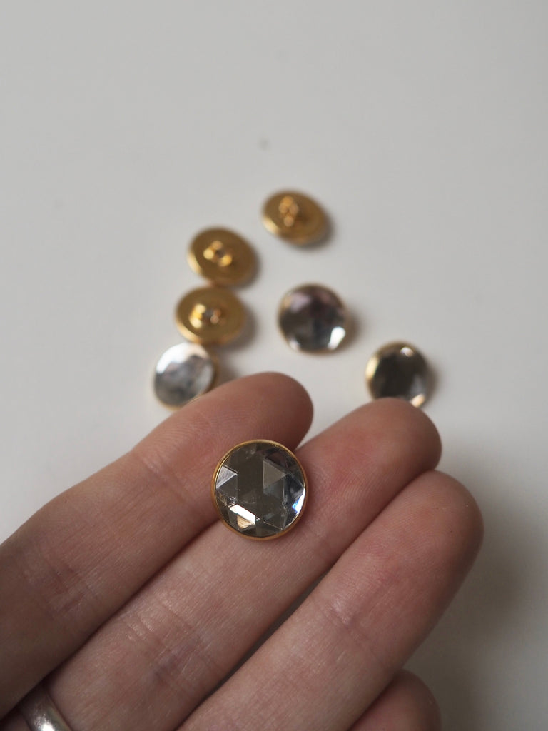 Clear Crystal + Gold Shank Buttons 12mm/20L