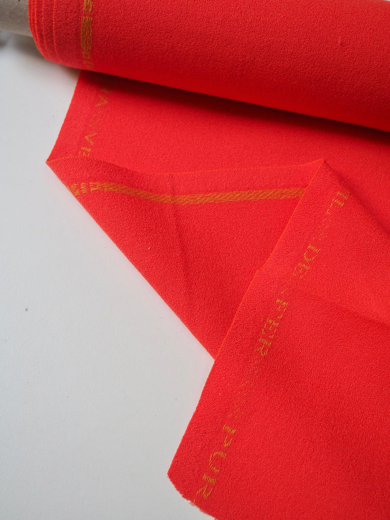 Fluro Orange Wool Crepe