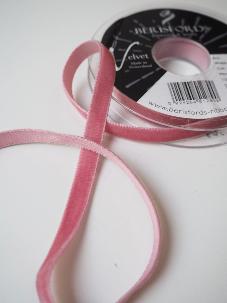 Berisfords Rose Velvet Ribbon 9mm