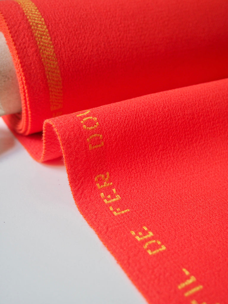 Fluro Orange Double Wool Crepe