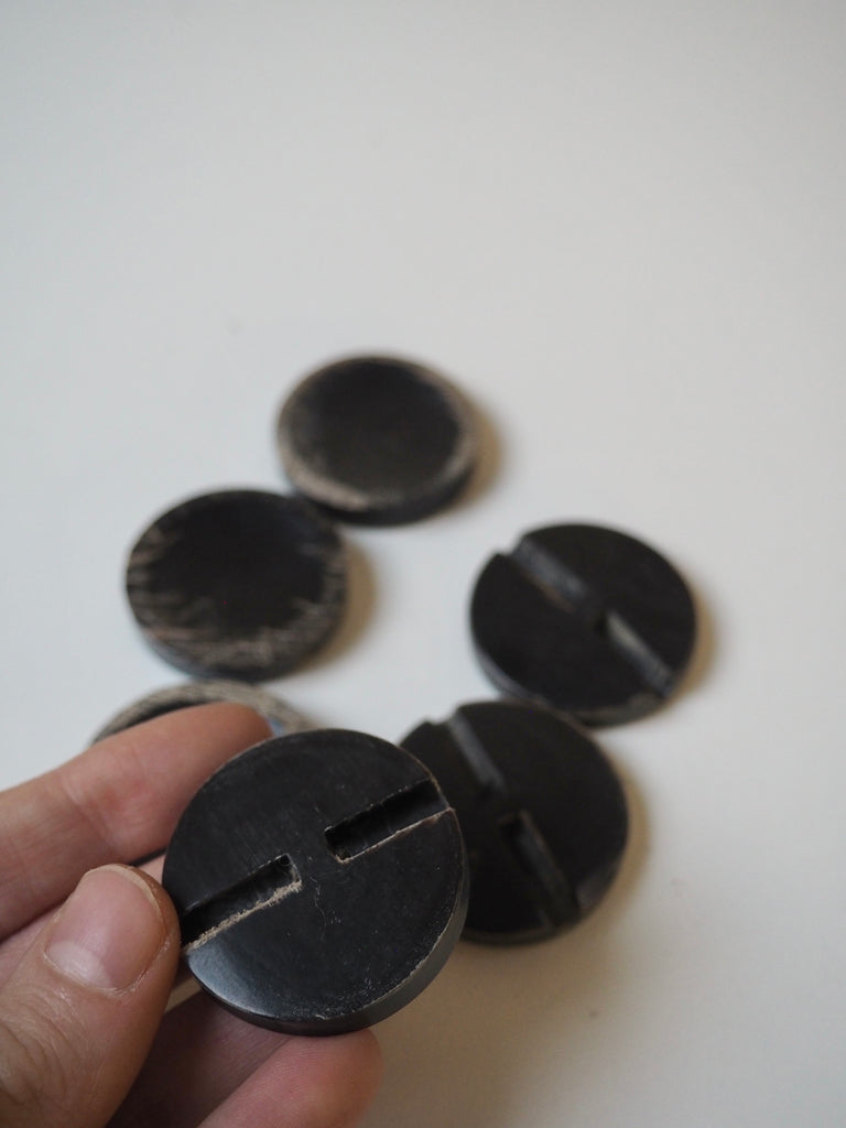 Dark Brown Horn Channel Hole Buttons 36mm/60L