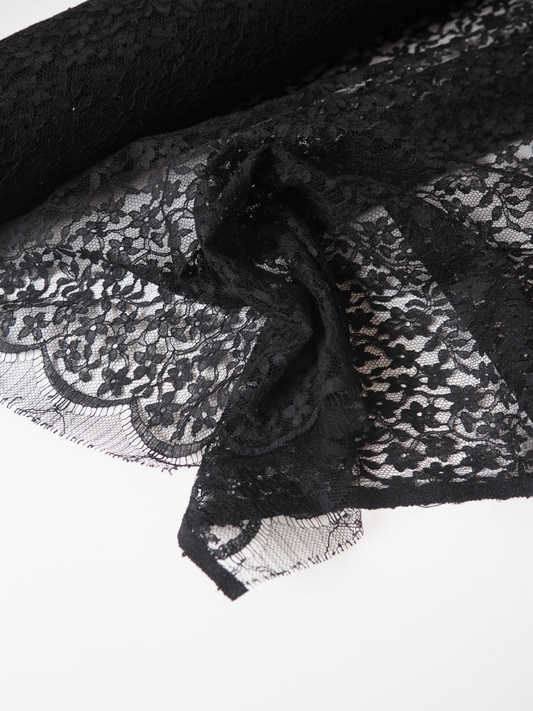 Black Ditsy Floral Lace