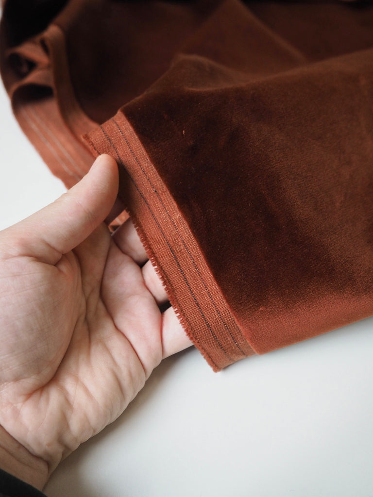 Deep Terracotta Cotton Velvet