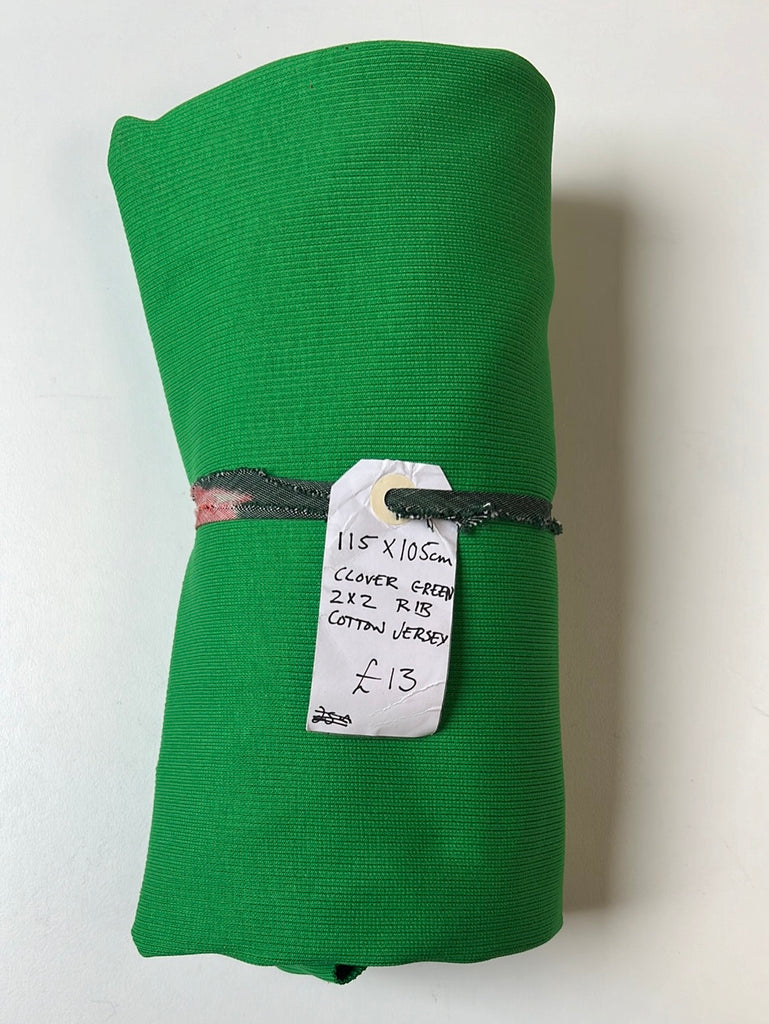 Clover Green 2x2 Rib Cotton Jersey Remnant