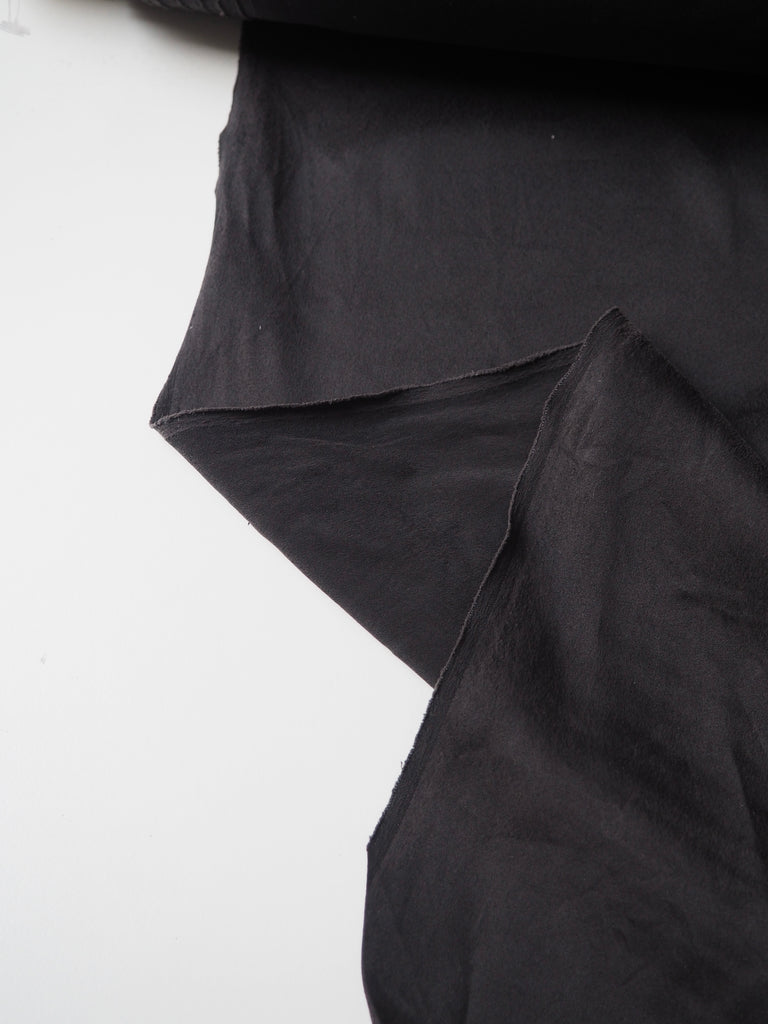 Soft Black Stretch Washed Silk Satin