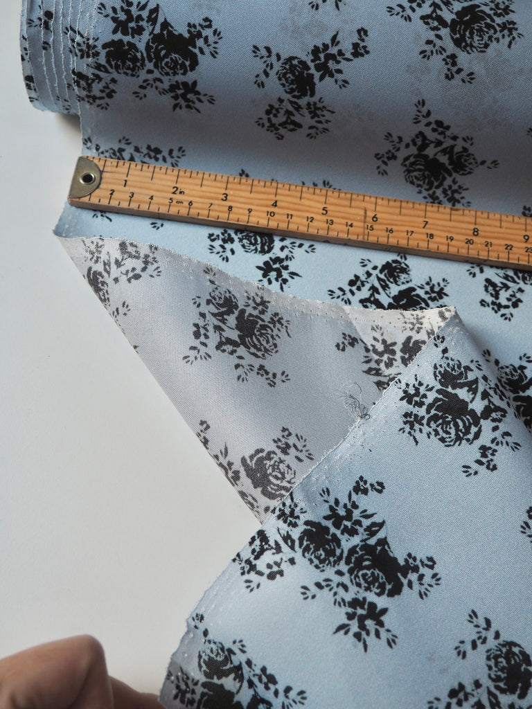 Blue Floral Heavy Silk Organza