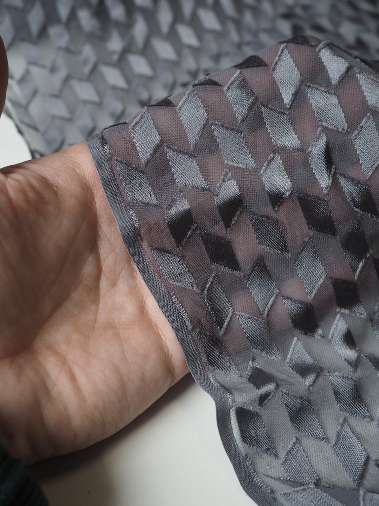 Charcoal Burnout Silk Chiffon