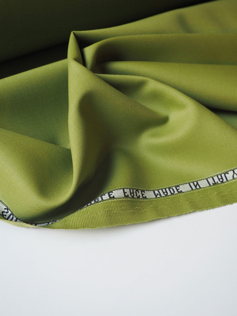 Olive Super 100 Double Faced Wool Sateen