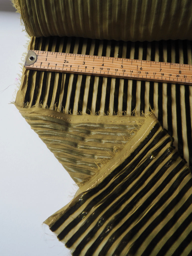 Olive Stripe Metallic Burnout Chiffon