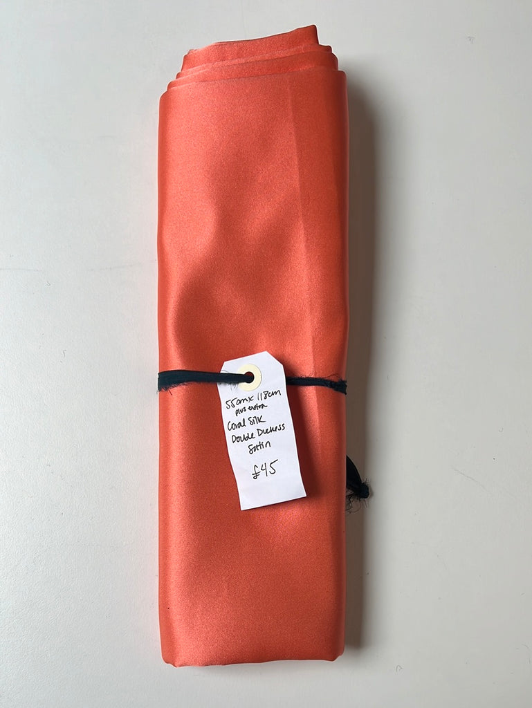 Coral Silk Double Duchess Satin Remnant