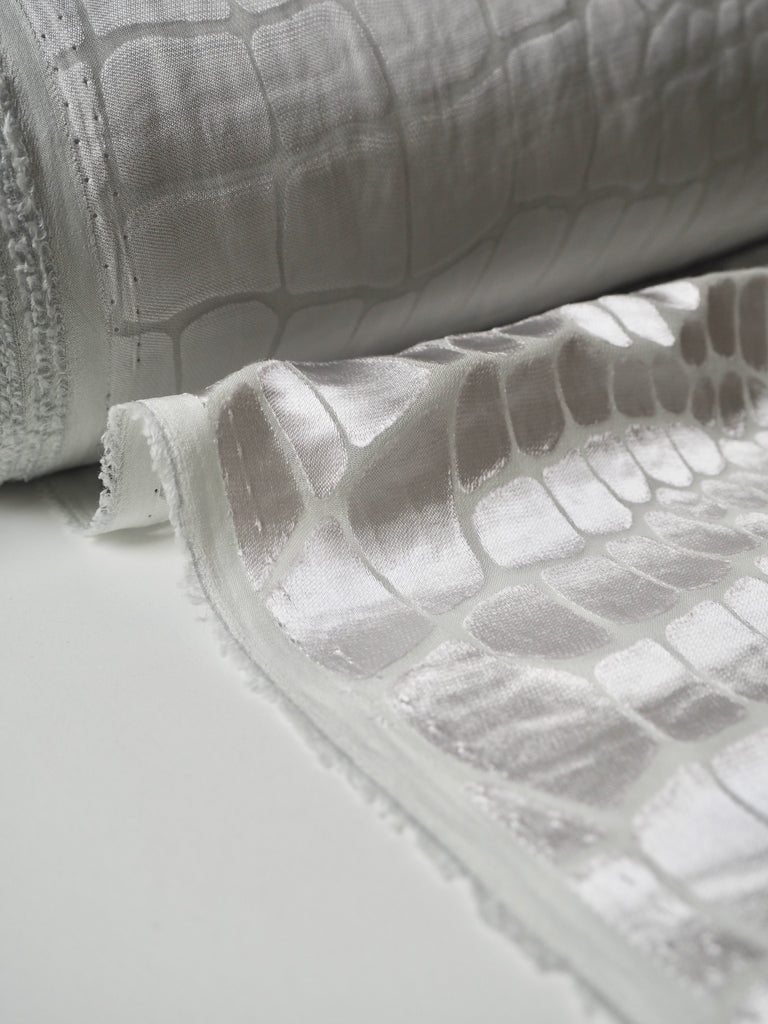 Silver Croc Silk/Viscose Burnout Chiffon